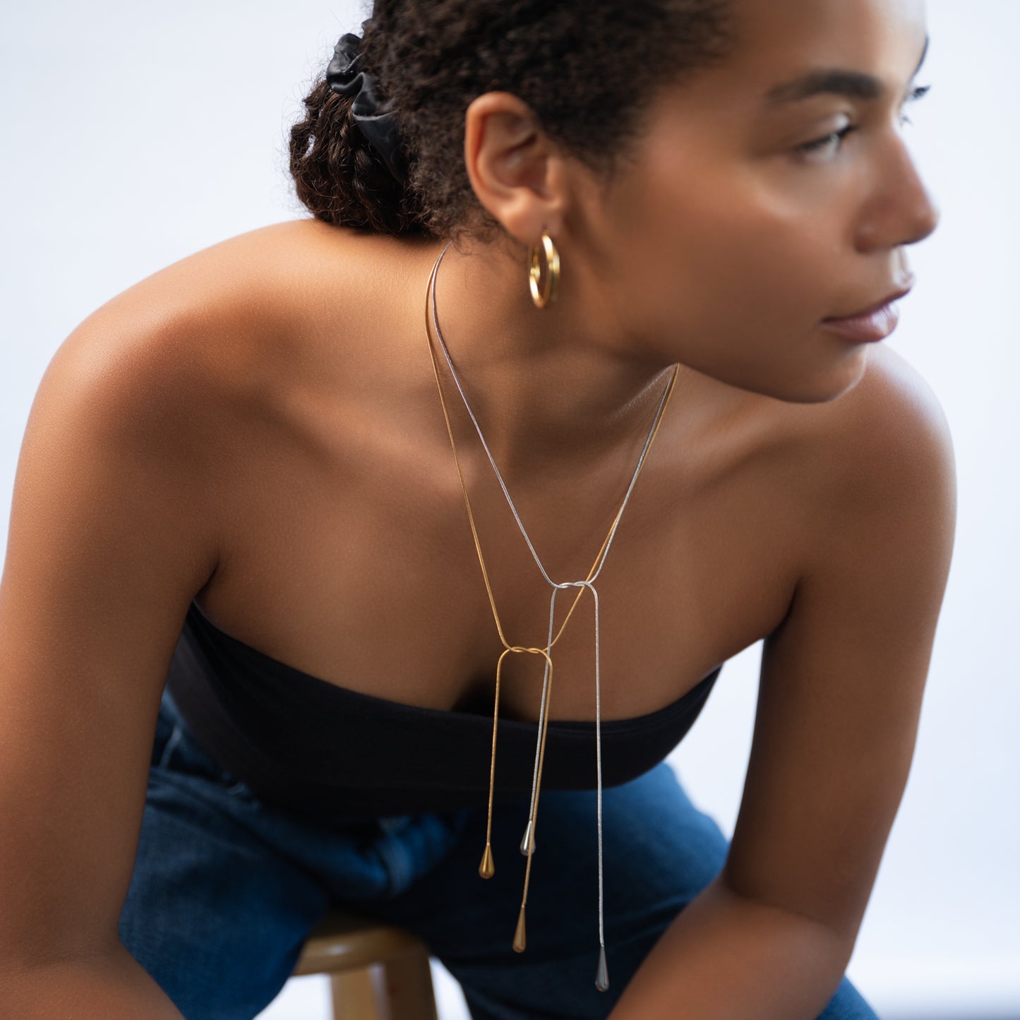 Wrap Cord Necklace In Gold