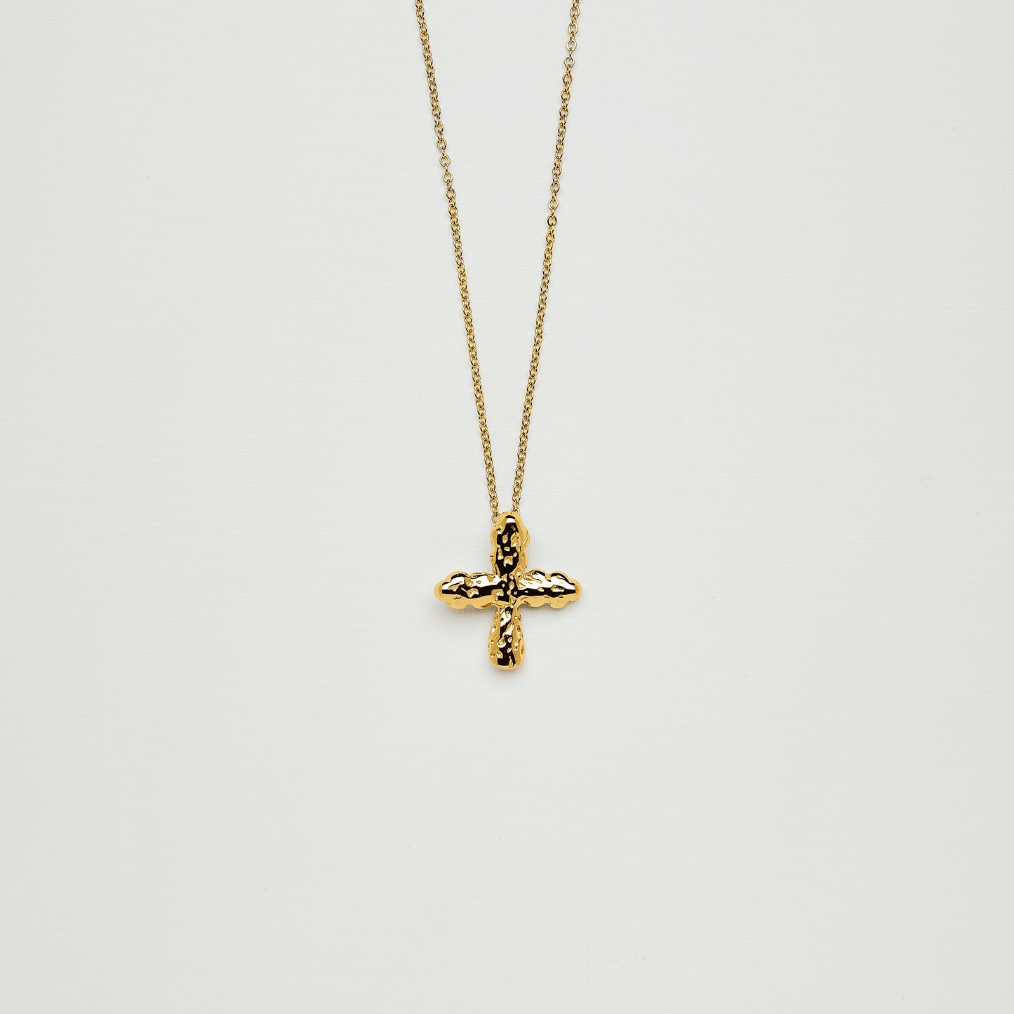 Hammered Cross Necklace In Gold