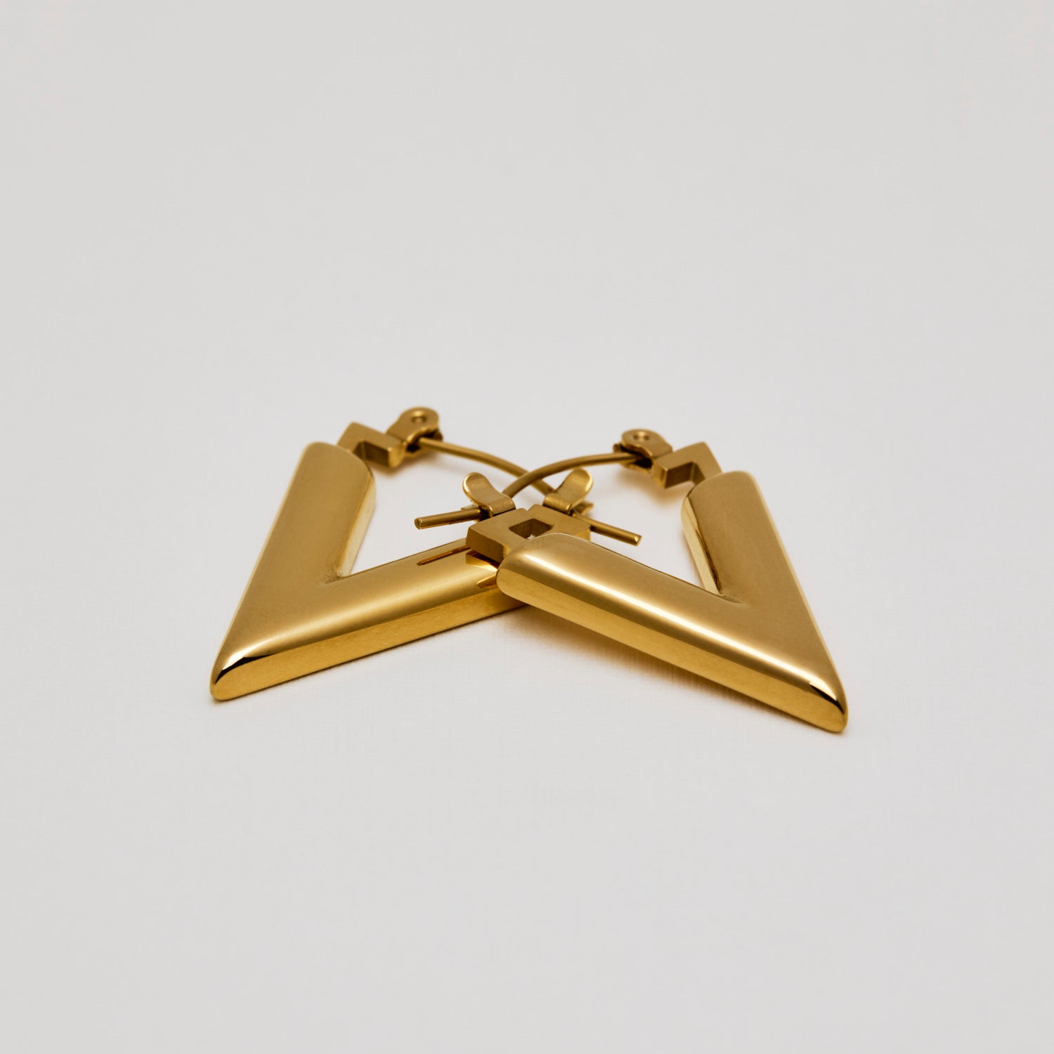 Louis Vuitton Brass , Gold plated and Black Hoop Pierced Earrings